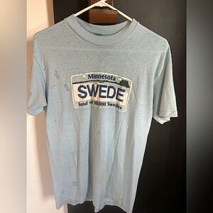 Vintage 80s 50/50 Cotton Poly Blue Minnesota Swede  Tshirt Size M